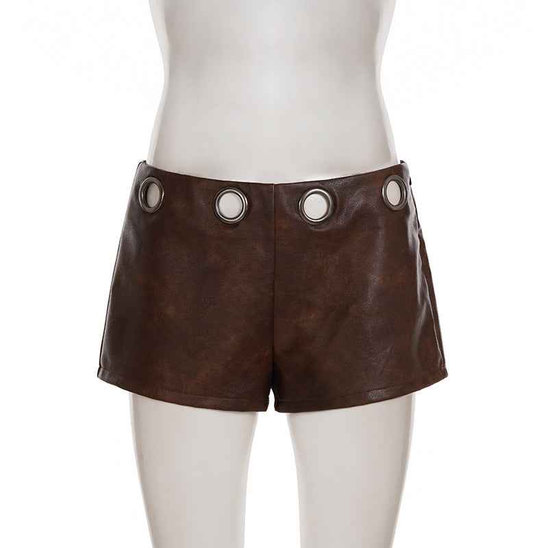 Retro Leather High Waist Bottoms