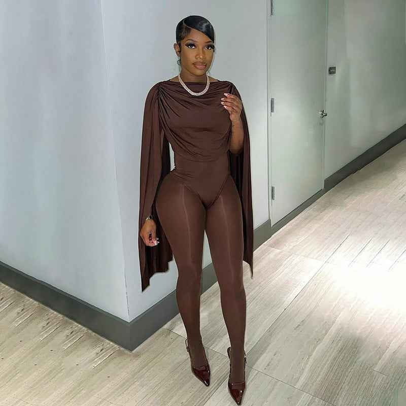 Solid Color Casual Slim Fitting Patchwork Jumpsuit