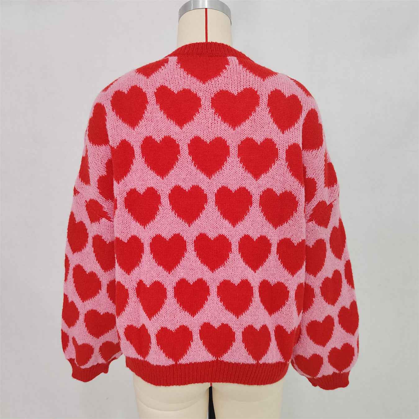 Valentine's Day Sweater Cute Love Jacquard Color Contrast