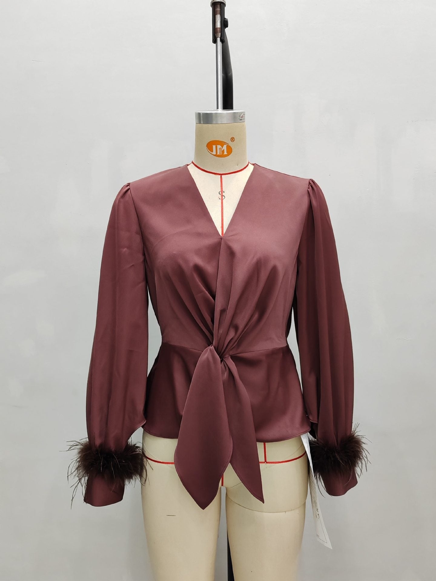 Satin Slim Fit Drawstring Blouse