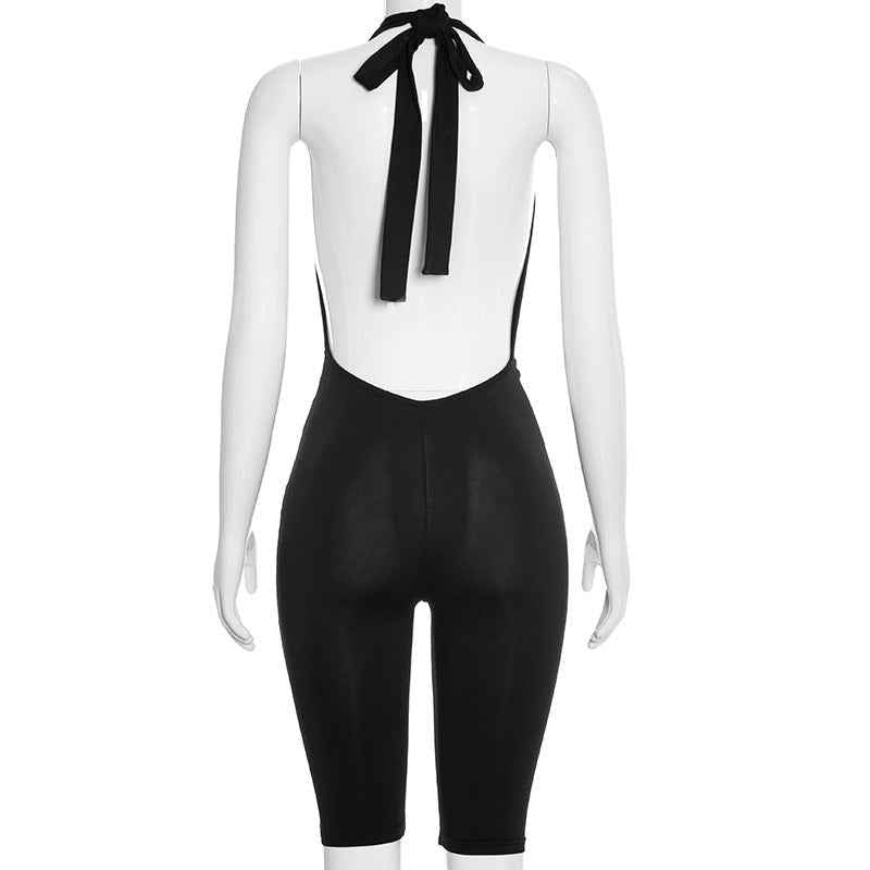 Elegant Sexy Sleeveless Deep V Plunge Halter Jumpsuit