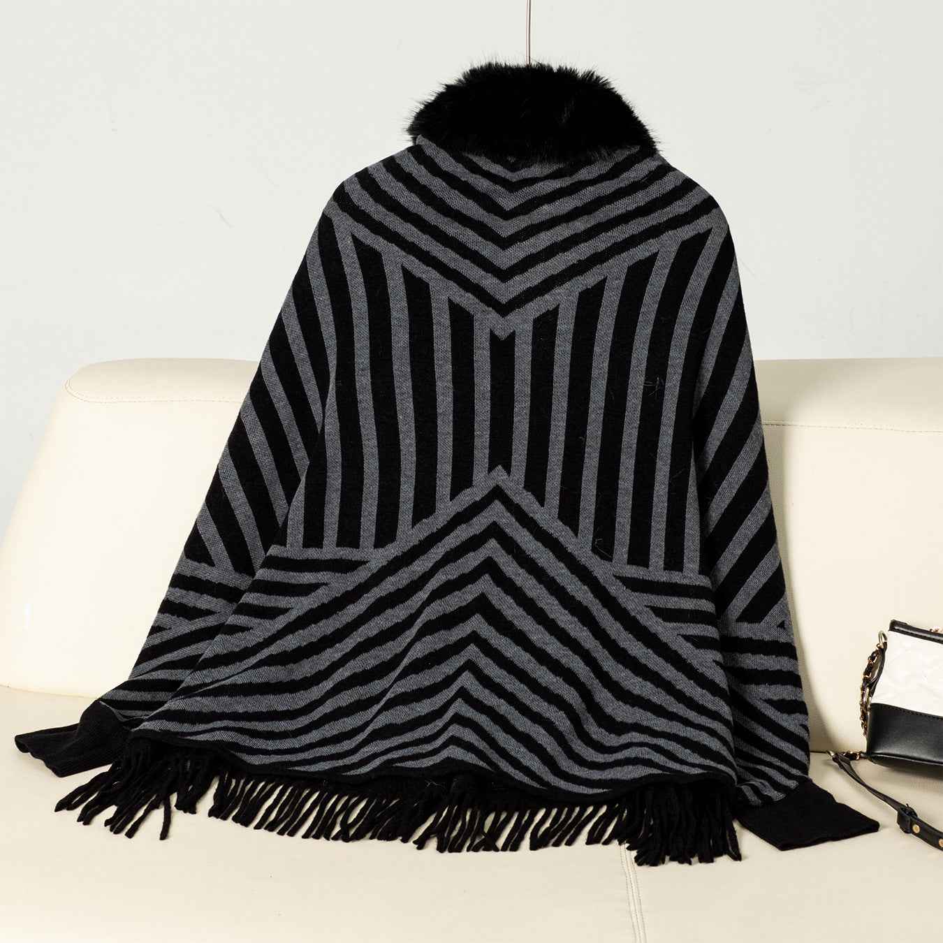 Striped Tassel Knitted Sweater for Women