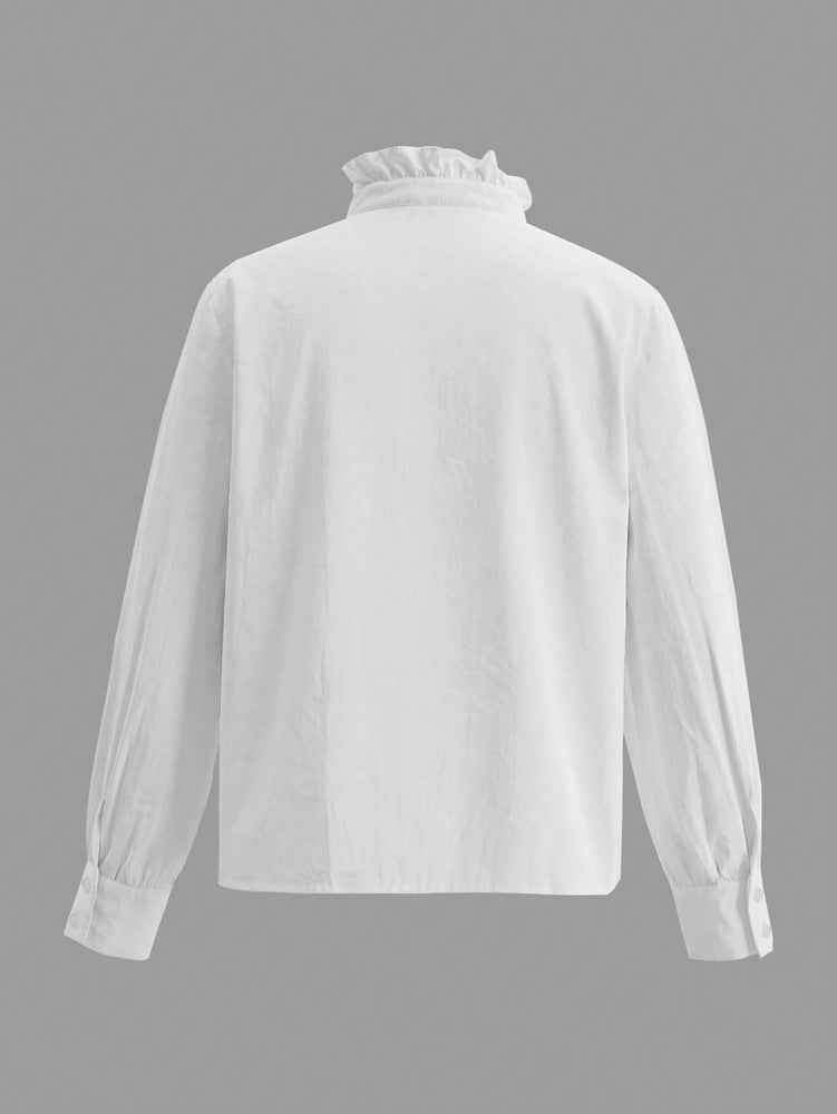 Solid Color Ruffled Blouse