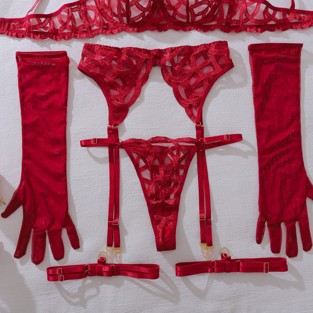 Embroidery See through Slim Fit Adjustable Lingerie