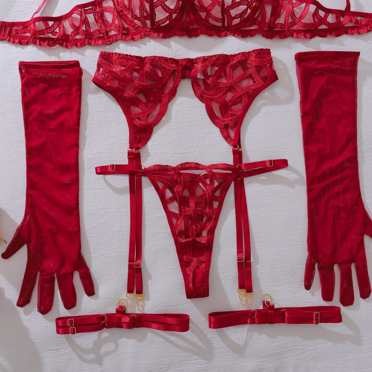Embroidery See through Slim Fit Adjustable Lingerie