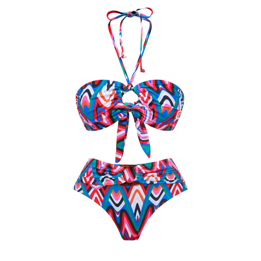 Push up Bikini Sexy High Waist Bikini Split Three Piece Swimsuit Women Chiffon