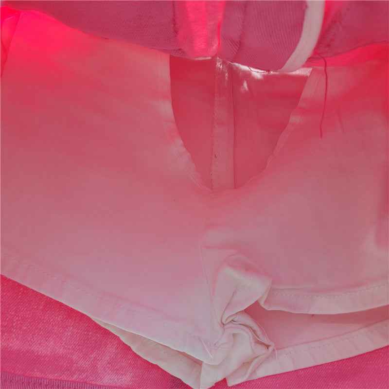 Retro Sexy Pink Three Dimensional Pocket Strap Anti Exposure A Line Slimming Skirt