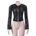 Lace up Sexy Long Sleeved Blouse