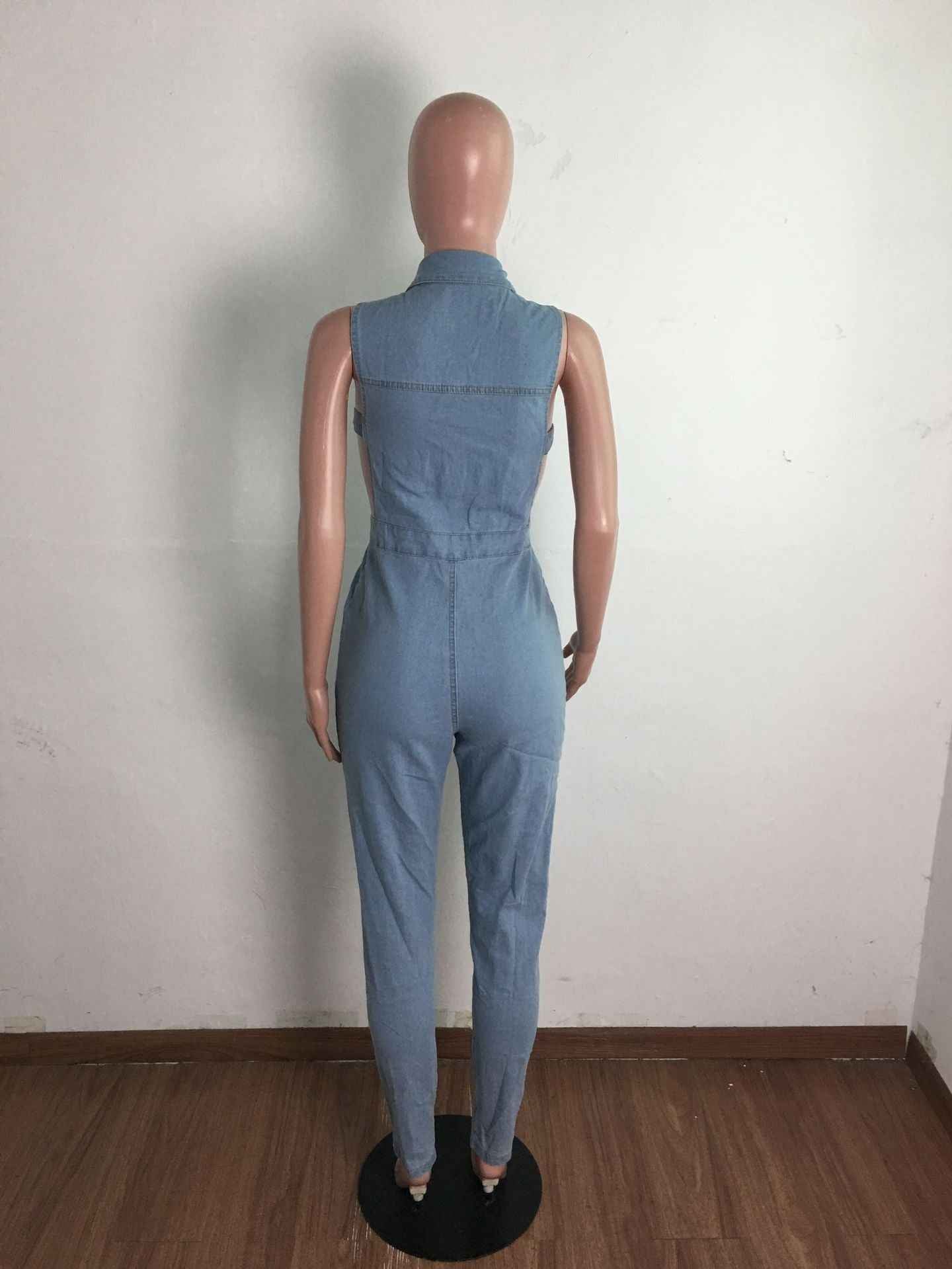 Denim Women Wear Slim Fit Jumpsuit