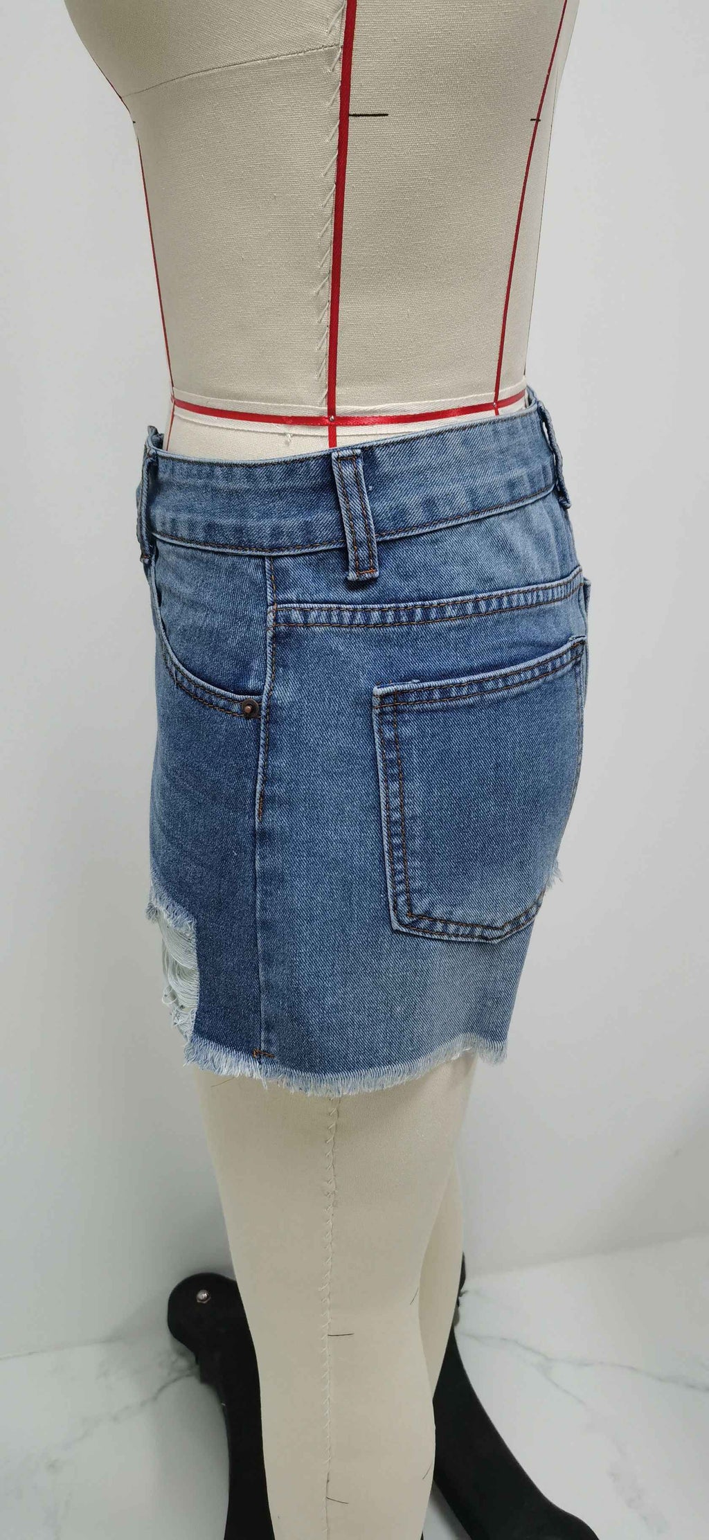 Ripped Denim Bottoms Handmade Worn Tassel