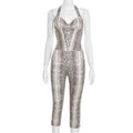 Snake Print Sling Slim Fit Jumpsuit