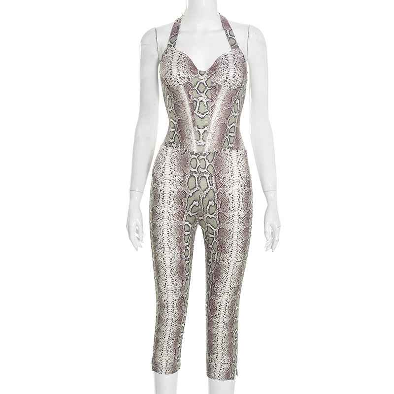 Snake Print Sling Slim Fit Jumpsuit