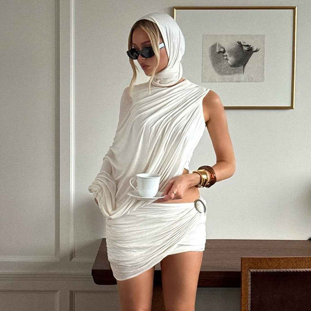 Slim Fit Hip Wrapped Skirt Set