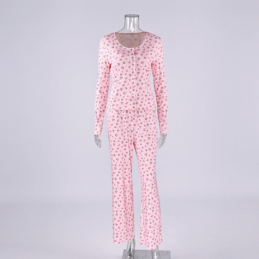 Elegant Cardigan Three Piece Pajamas Set Sleepwear for Women