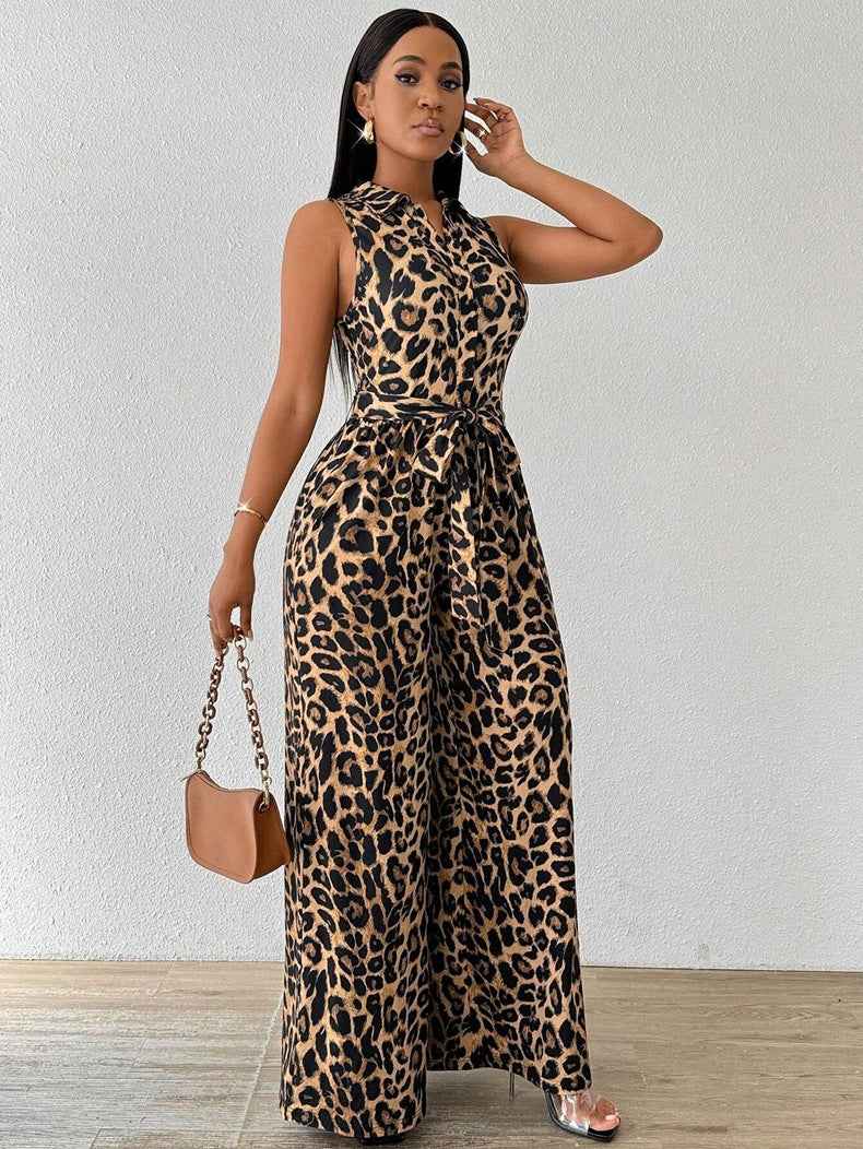Women Leopard Print Jumpsuit