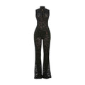 Lace Stitching Sleeveless Sexy High Waist Slim Fit Micro Pull Jumpsuit