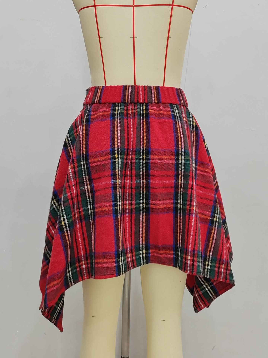 Asymmetric Hem Skirt Plaid Bow Bandage Mini Skirt