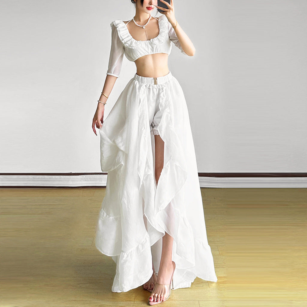 Irregular Asymmetric Skirt Set Three Piece