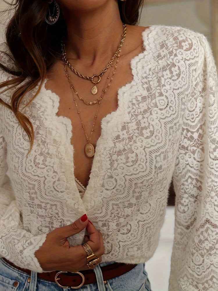 Elegant Sleeve Solid Color Blouse
