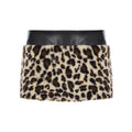 Leopard Fur Stitching Leather Hip Skirt Two Piece Set