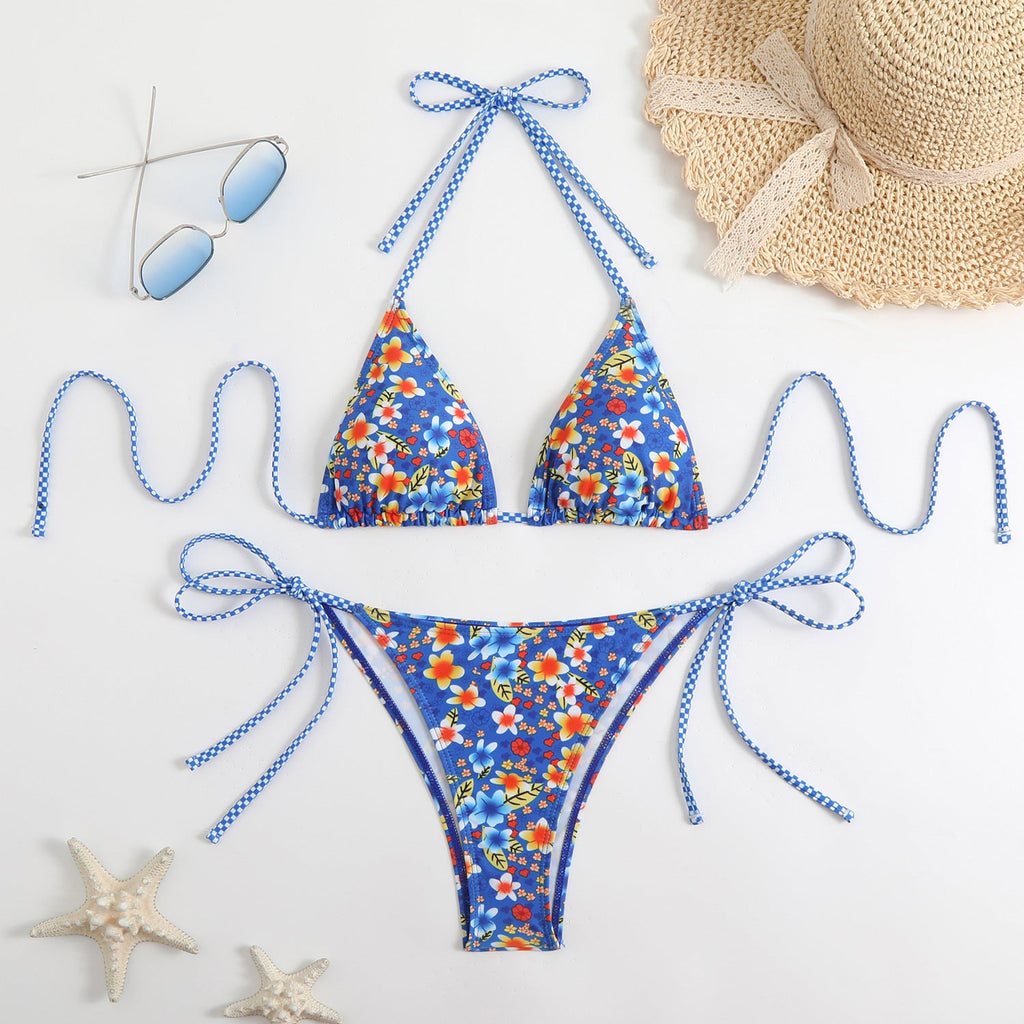 Bikini Printed Sexy Halter Swimsuit Women Split Durable Bikini