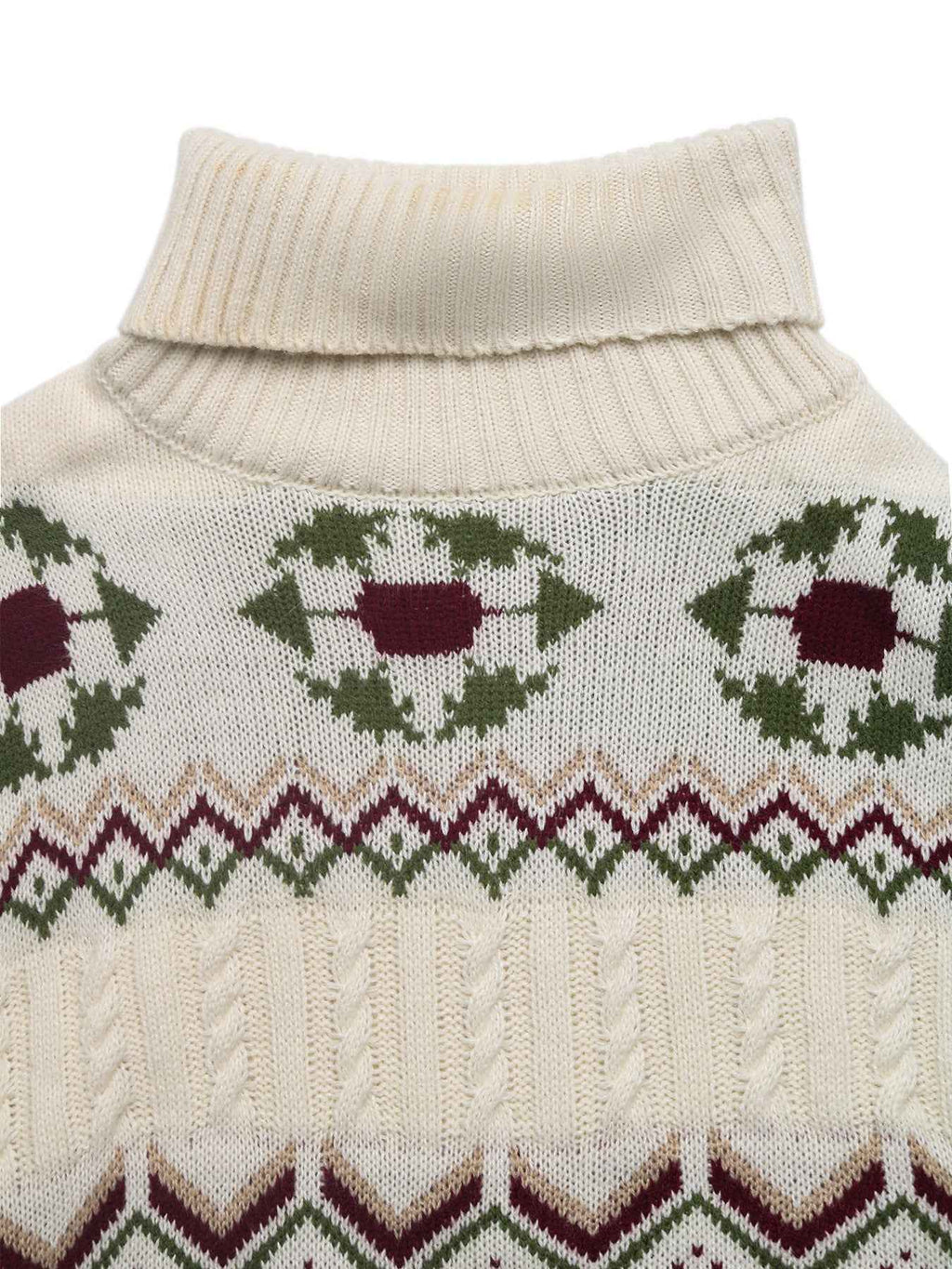 Ethnic Pattern Turtleneck Knitted Jacquard Pullover Sweater Women