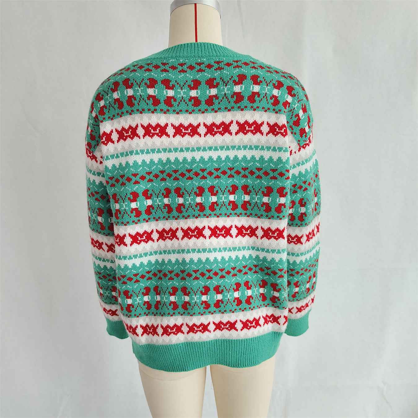 Christmas Jacquard Contrast Knitted Pullover Casual Sweater