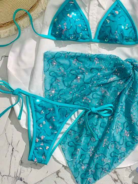 Halter Holiday Beach Three Piece Bikini Swimsuit