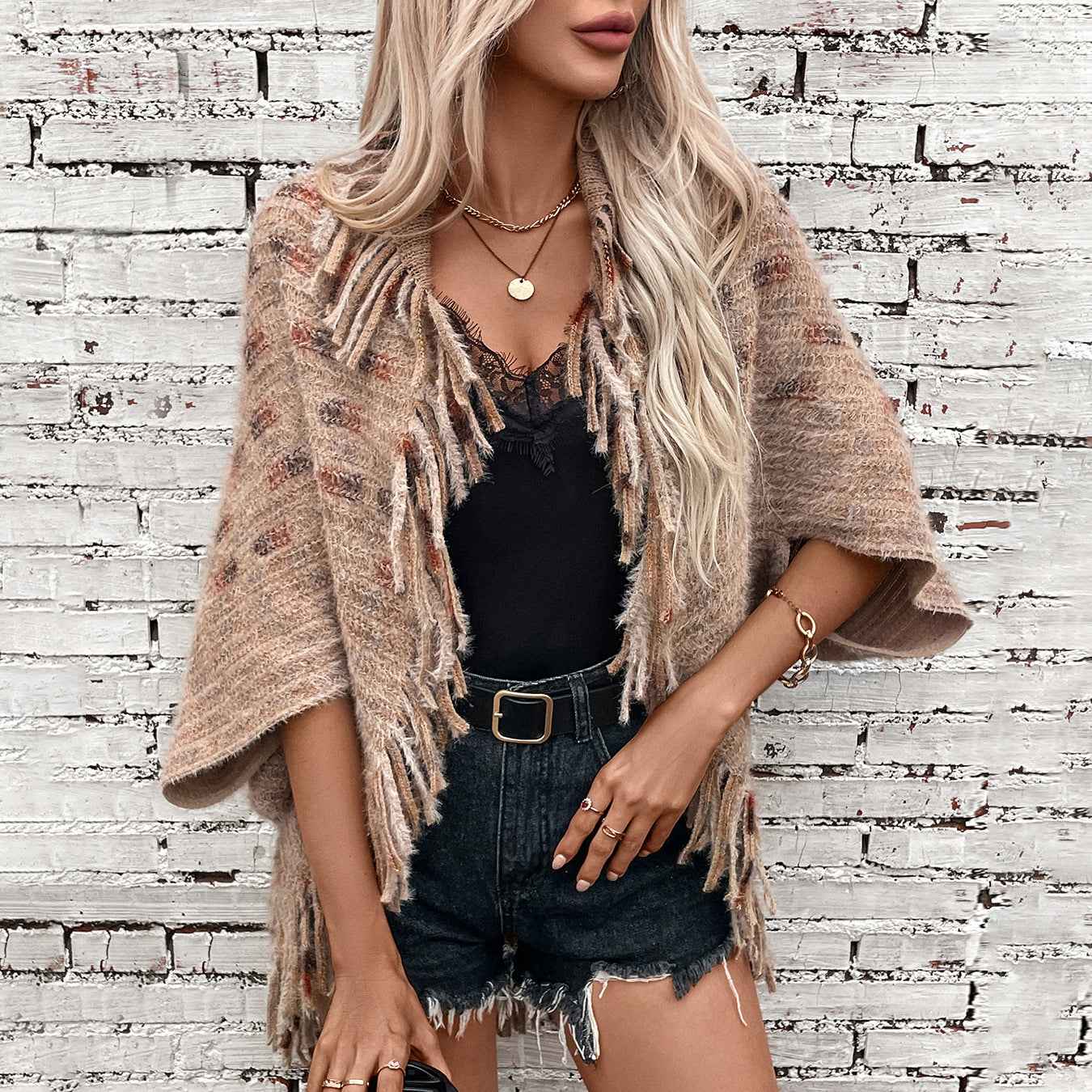 Casual Loose Sweater w Tassels (one size)
