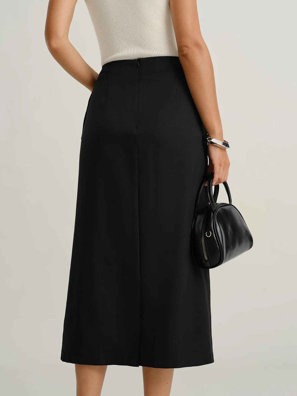 Elegant Vintage Button Slit Skirt