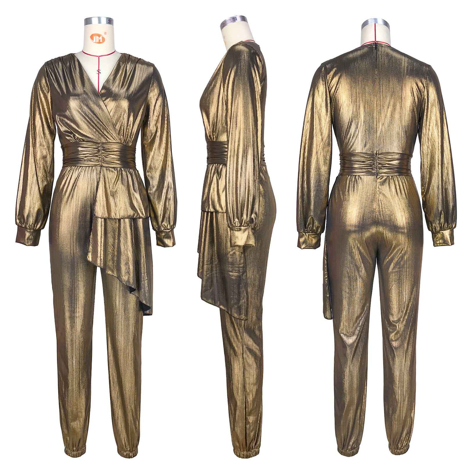 Sunken Stripe Pleated Jumpsuit