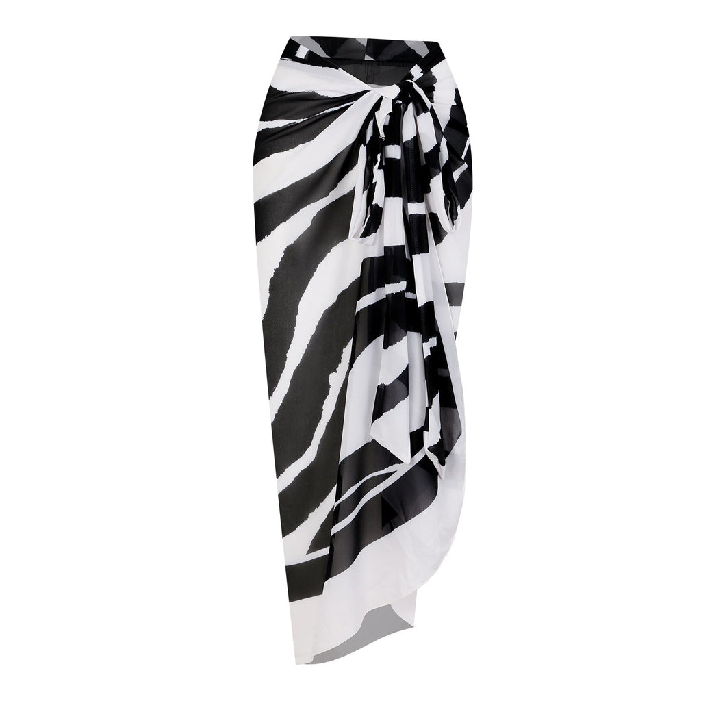 One Piece Swimsuit Women Black White Sexy Two Piece Sets Swimsuit Chiffon Dress