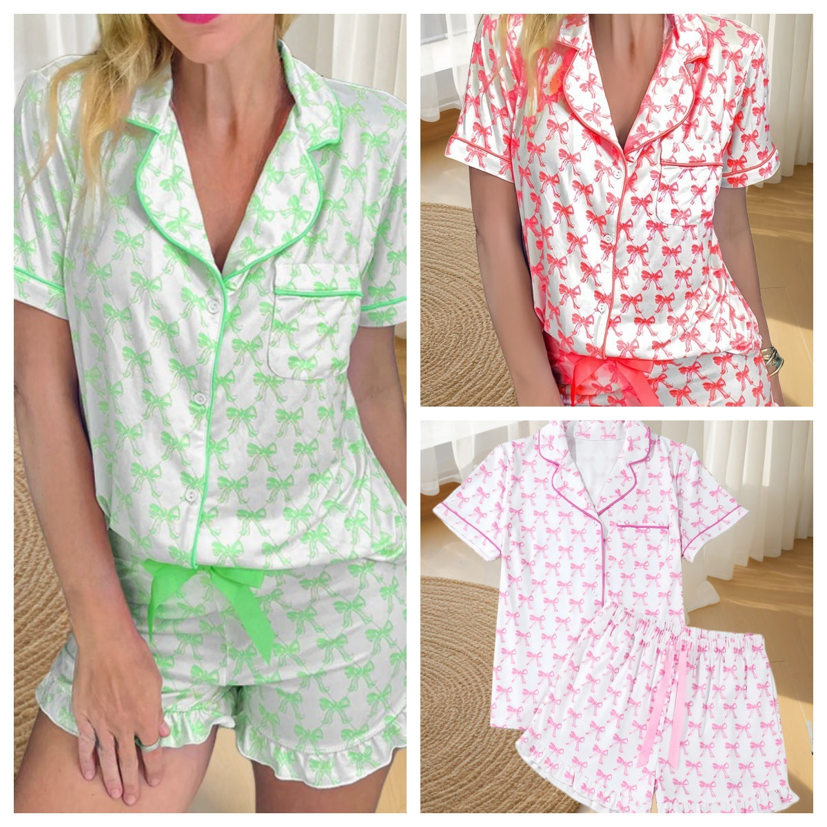 Women's Fashion Personalized Bow Pajamas set