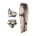Bikini Customized Printed Oblique Shoulder Three-Piece Skirt Split Swimsuit