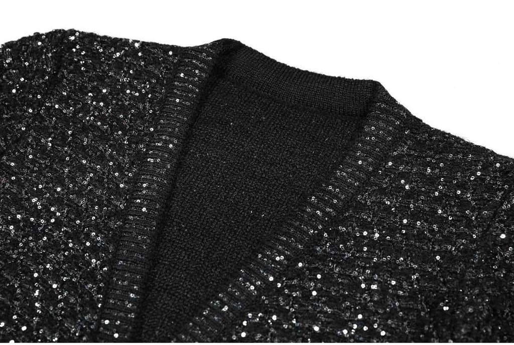High Quality Sequined Knit Long Sleeve Cardigan Sweater