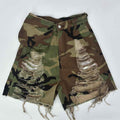High Waist Camouflage Washed Tassel Bottoms for Women
