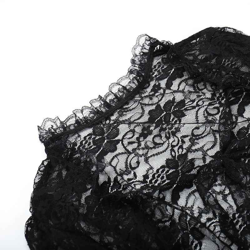 Gothic Classic Lace Flare Sleeve Blouse Y2K Rave