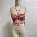 Multi Layer Pearl Halter Out Camisole T-shirt