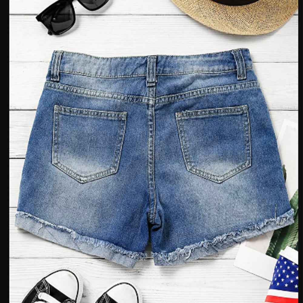 American Flag Printed Patch Denim Bottoms 4th of July Collection