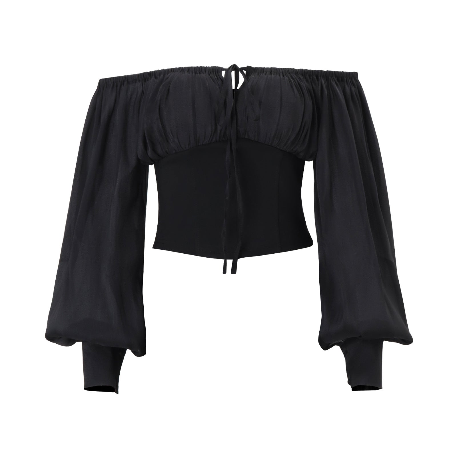 MUNSIEUR Off Shoulder Retro Mesh Skirt Set