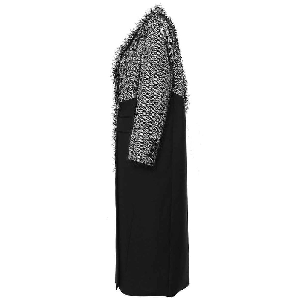Contrast Color Mid Length Trench Jackets for Women