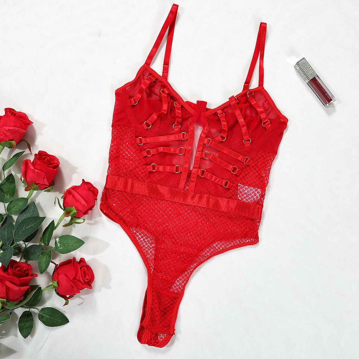 Cutout Mesh See through Lingerie Set