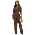 Women's Jumpsuit Bandage Pleated Set