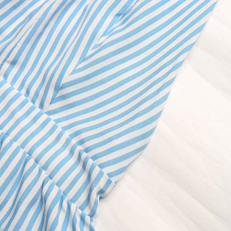 Jumpsuit Striped Cross Backless