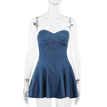 Summer Sheath A Line Sexy Tube Top Imitation Denim Dress Women