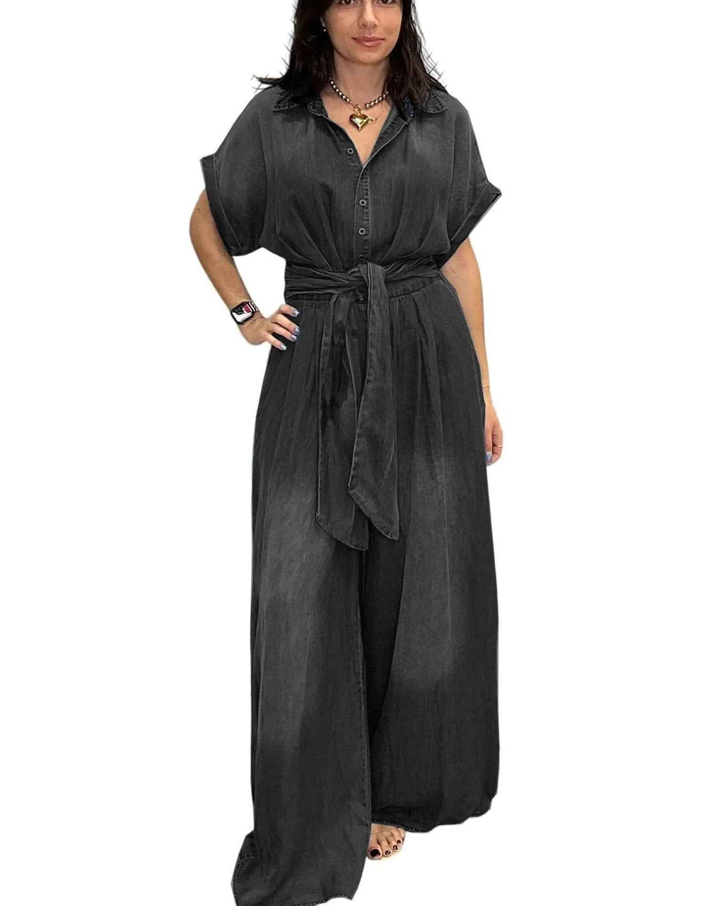Summer Polo Collar Jumpsuit