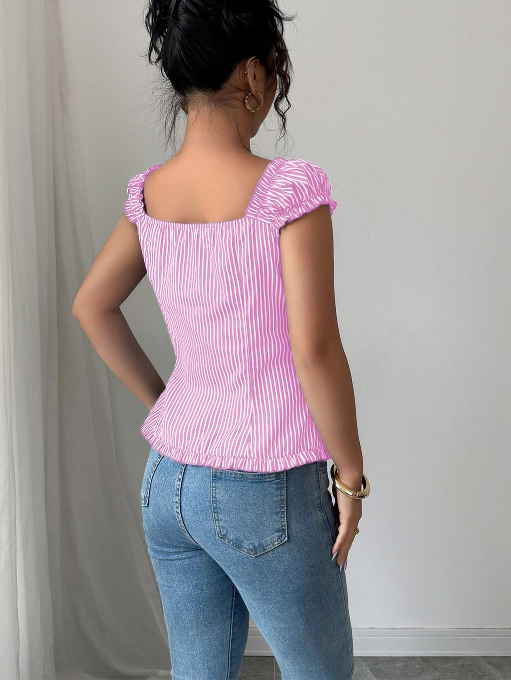 Elegant Striped Cardigan Blouse