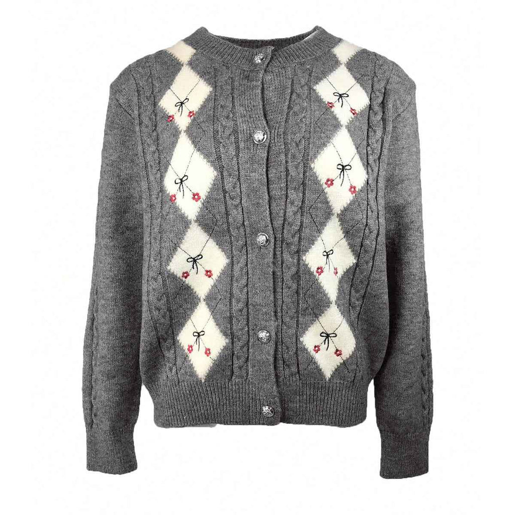 Embroidered Knitted Cardigan Sweater
