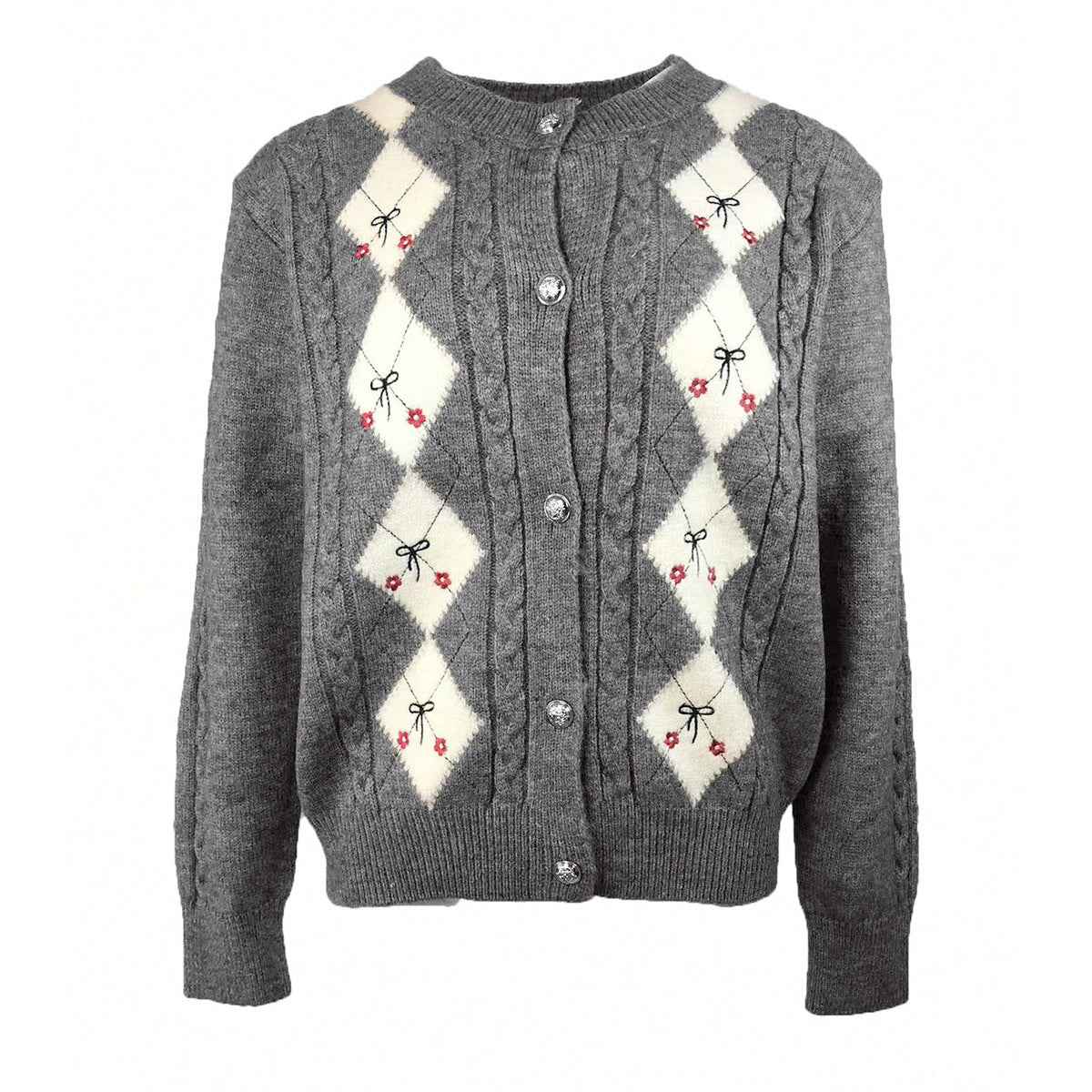 Embroidered Knitted Cardigan Sweater