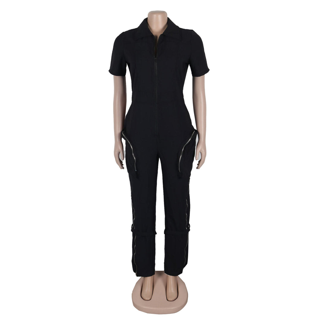 Sexy Summer Jumpsuit with Pocket and Zipper MUNSIEUR